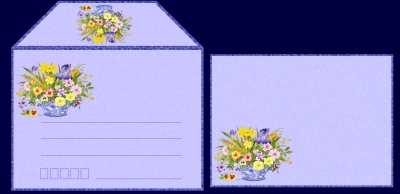  carte et enveloppe bouquet de fleurs multicolores